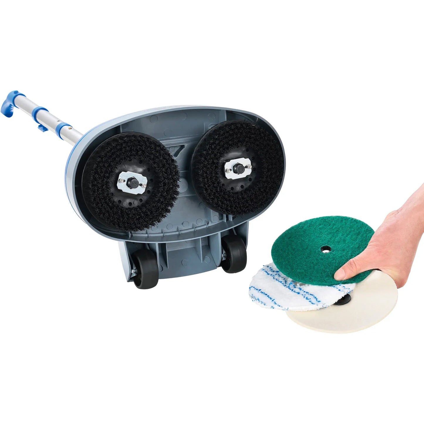 Global Industrial™ Mini Floor Scrubber With Floor Pads, 11" Cleaning Path