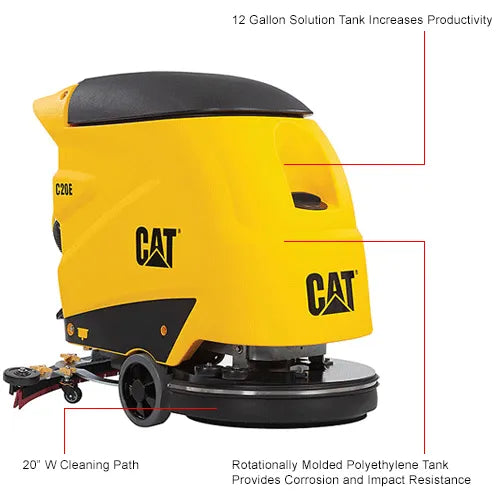 Cat® C20E Electric Walk-Behind Corded Auto Floor Machine Scrubber, 20" Cleaning Path