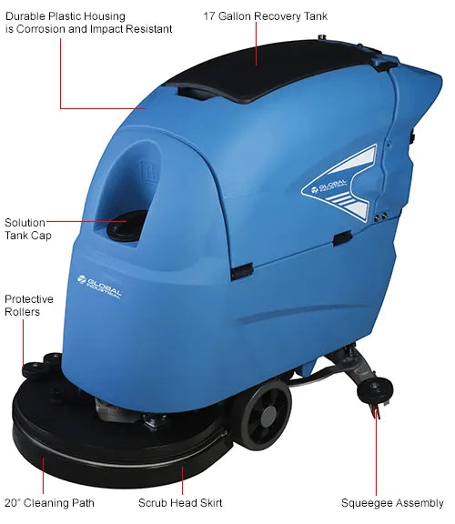 Global Industrial™ Auto Floor Machine Scrubber With Traction Drive, 20" Cleaning Path