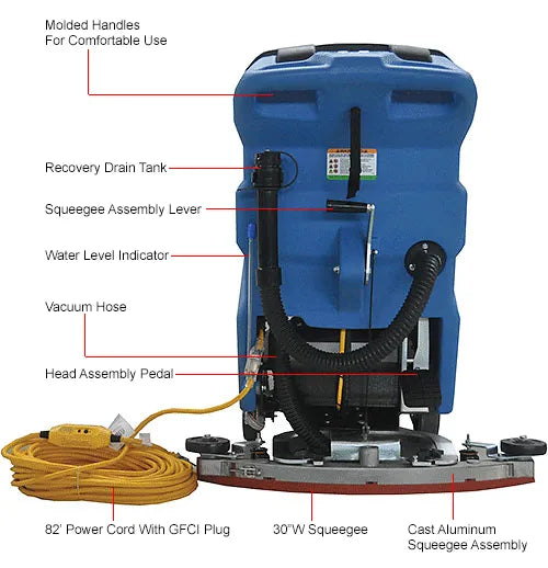 Global Industrial™ Electric Walk-Behind Auto Floor Scrubber, 18" Cleaning Path