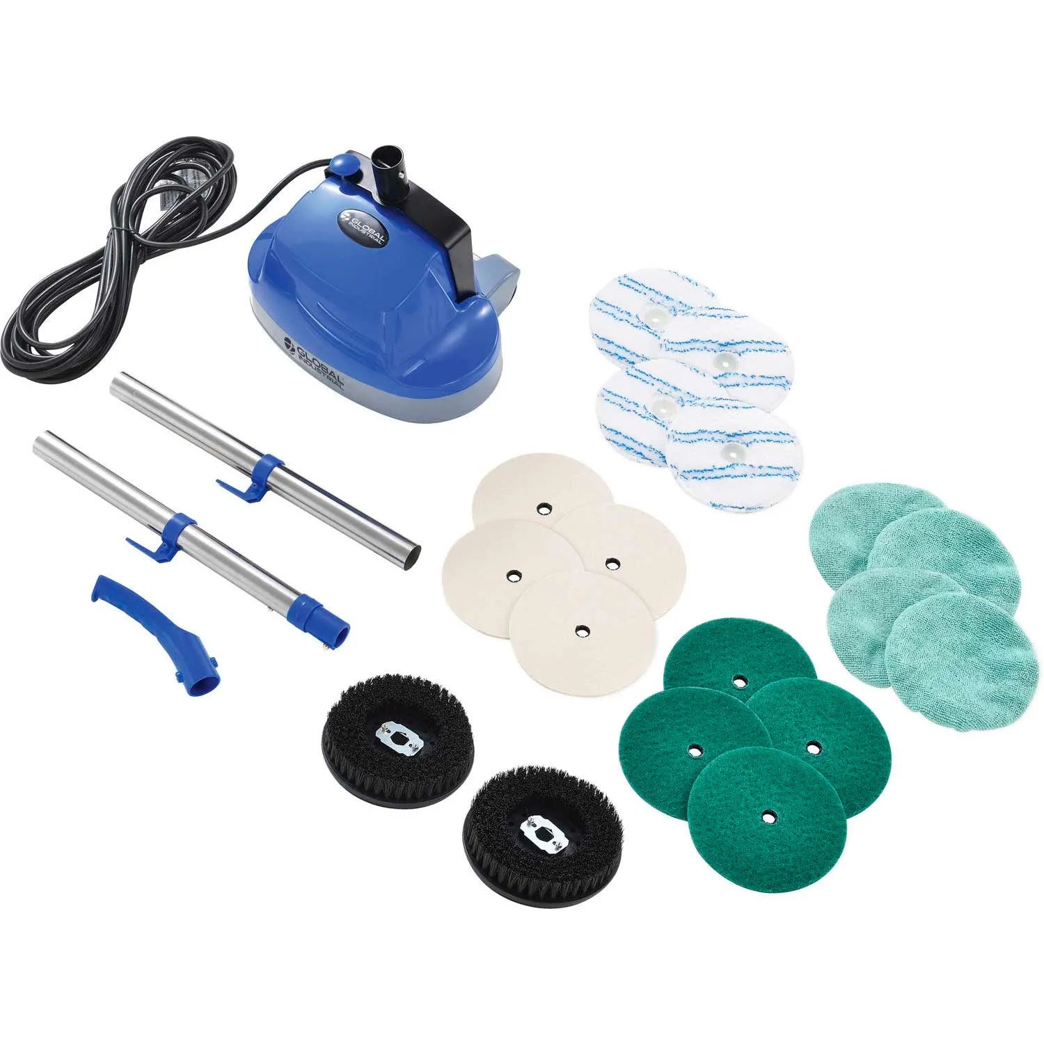 Global Industrial™ Mini Floor Scrubber With Floor Pads, 11" Cleaning Path