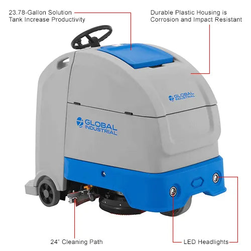 NEW - Global Industrial™ Auto Stand-On Floor Scrubber, 24" Cleaning Path